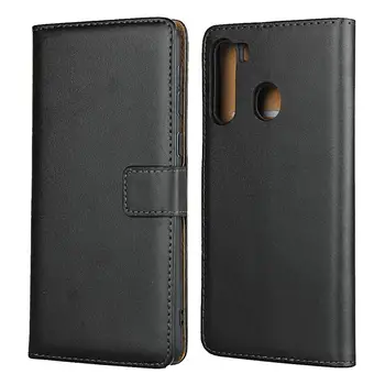 Black dermis ľavej a pravej pokrytie mobilného telefónu obal pre Samsung Galaxy A21 Držiak peňaženky vrecko na mobilný telefón prípade