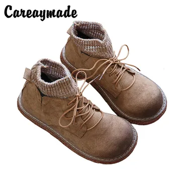 Careaymade-Art RETRO staré vlna úst kolo hlavy čipky hrubé soled big toe topánky pohodlné a všestranné ženské krátke topánky