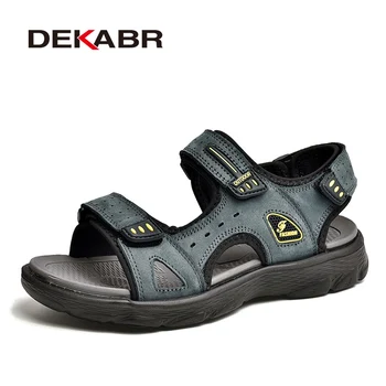 DEKABR Letné Hot Predaj pánske Outdoorové Sandále Non-slip Ručné Mäkké Svetlo Mužov, Kožené Sandále Klasické pánske Sandále na Platforme