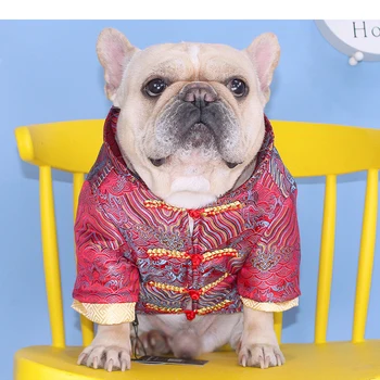 2022 Čínsky Nový Rok Psie Oblečenie Zimné Psa Kabát Tang Vyhovovali cheongsam Pug francúzsky Buldog Oblečenie Corgi Shiba Inu Pet Kostým XL
