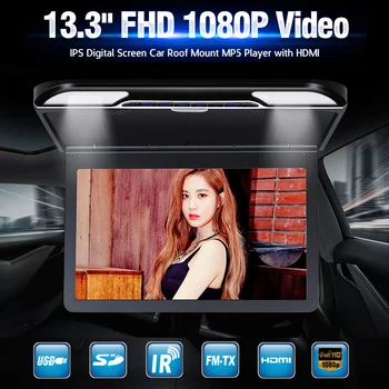 13.3 palcový FHD 1080P IPS digitálny displej auto strešné upevnenie Monitora MP5 prehrávač