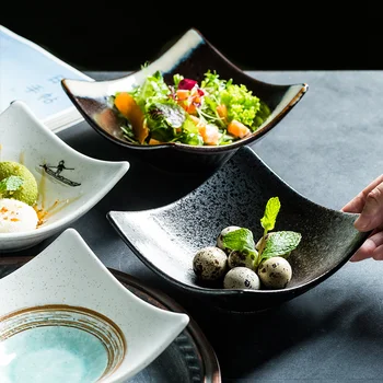 6 palcový Japonské keramické dosky tvarované šalát dosky a ryže dosky domácnosti strane taniere dezertné taniere hlboké taniere riad