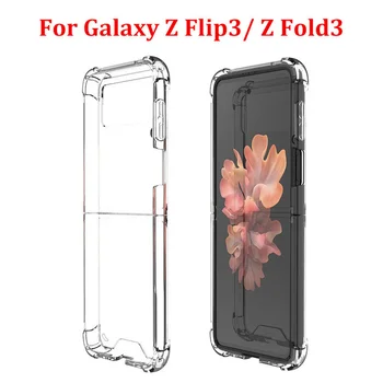 Transparentné puzdro pre Samsung Galaxy Z Flip 3/ Z 3 Násobne Shockproof Pevného PC Prípade Zadný Kryt Nárazníka Shell pre Galaxy Z Flip3 Fold3