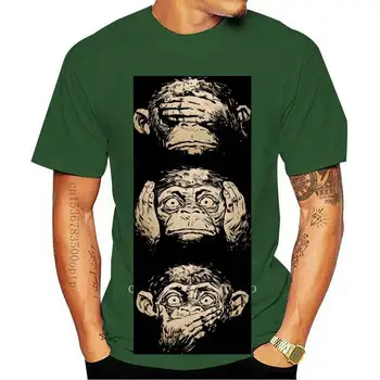 2022 Nové tričká Značky Oblečenia Slim Fit Tlač 3 Wise Monkeys Mužov Grafické Tričko