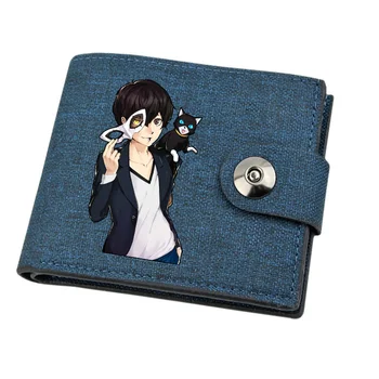 Chlapec Grile Mince Kabelku Anime Persona 5 Cartoon Peňaženky Plátno Teenager Bežné Peňažné Držiteľ Bi-Fold Pracky Krátke Peňaženky