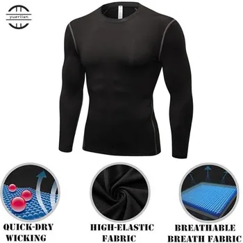 Muži Pro Shaper Kompresný Bielizeň 3D Strih Tesné tričko,Cool Vysoká Tvarová Potu Quick-dry Odvod Šport Fitness Dlhé Rukávy