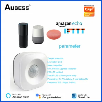Aubess Tuya WiFi PIR Senzor Detekcie Inteligentný Bezdrôtový Infračervený Detektor Smart Home Ovládanie Práce S Alexa Domovská stránka Google