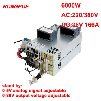 6000W 36V Napájanie 0-36 Nastaviteľný Výkon 0-5V Analógový Signál Kontroly 110V 220V AC-DC 36V Vysoký Výkon Transformátora LED SMPS