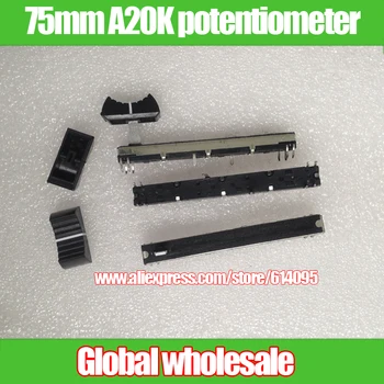 1PCS 75MM black adaptér priamo list potenciometer stlmovač A20K A203 / stereo 2-stlmovač kanála zdvih 60 mm / môže nahradiť pre Pana