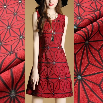 HLQON Vysokej kvality geometrické vytlačené výšivky farbená priadza žakárové brocade tkaniny používané na tkaniva ženy šaty, oblečenie patchwork